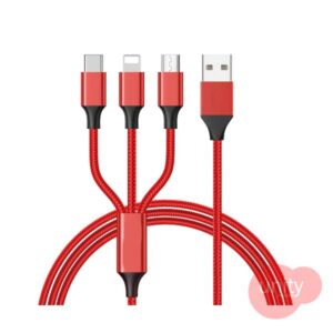 3 in 1 braided cable (Type c + V8 + iPhone)